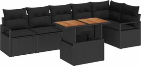 vidaXL Σετ Καναπέ Κήπου με αποθήκευση 7 pcs Μαύρο Πολυ ράταν