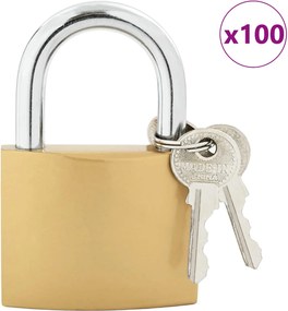 vidaXL Κλειδαριά U με Κλειδιά 100 pcs Ορείχαλκος Σίδερο
