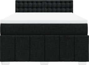 vidaXL Κρεβάτι Boxspring με Στρώμα Μαύρο 140x190 εκ. Υφασμάτινο