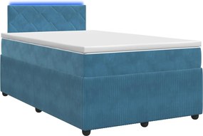 vidaXL Κρεβάτι box spring με στρώμα Μπλε 120 x 200 cm Βελούδο