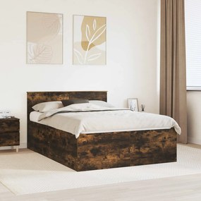 vidaXL Σκελετός Κρεβατιού με κεφαλάρι Καπνιστό Δρύς 150 x 200 cm