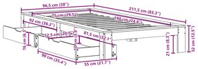 Σκελετός Κρεβατιού Χωρίς Στρώμα 75x190 εκ Μασίφ Ξύλο Πεύκου - Καφέ