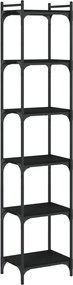 vidaXL Βιβλιοθήκη 6 Επιπέδων Μαύρη 40x30x188 εκ. Επεξεργασμένο Ξύλο