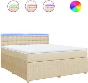 vidaXL Κρεβάτι Boxspring με Στρώμα Κρεμ 180x200 εκ. Υφασμάτινο