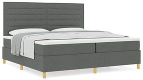 vidaXL Κρεβάτι Box Spring με Στρώμα Σκουρό Γκρι 200x200 εκ. Ύφασμα