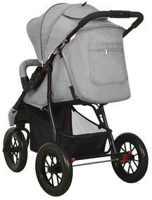 vidaXL Καρότσι Μωρού Ανοιχτό Γκρι Ατσάλινο