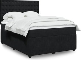 vidaXL Κρεβάτι Boxspring με Στρώμα Μαύρο 160x200 εκ. Βελούδινο