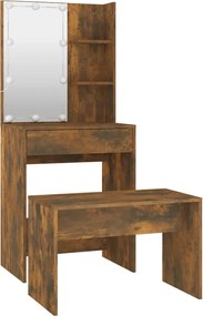 vidaXL Μπουντουάρ Σετ με LED Καπνιστή δρυς από Επεξεργασμένο Ξύλο