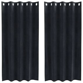 vidaXL Κουρτίνες με κουρτίνες 2 pcs Μαύρο 140 x 175 cm Βελούδο