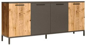 Μπουφές Kermit 176-000017 160x40x72 Anthracite-Oak Μοριοσανίδα, Μελαμίνη