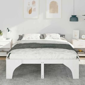 vidaXL Κρεβάτι δαπέδου Λευκό 150 x 200 cm Μασίφ ξύλο πεύκου