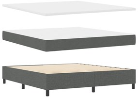 vidaXL Κρεβάτι Box Spring με Στρώμα & Πάγκο Σκούρο Γκρι 180x200 εκ. Υφάσματος