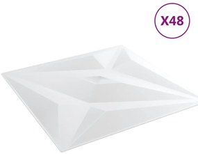 vidaXL Πάνελ Τοίχου 48 τεμ. Σχέδιο Αστέρι Λευκά 50x50εκ. 12 μ² από XPS