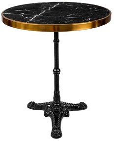 Τραπέζι μαρμάρινο Andeket pakoworld μαντέμι σε μαύρη-χρυσή απόχρωση Φ70x72εκ