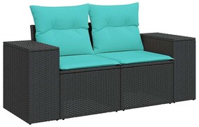 vidaXL Σετ Καναπέ Κήπου 6 Τεμαχίων Μαύρο Συνθετικό Ρατάν με Μαξιλάρια