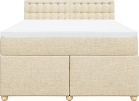 vidaXL Κρεβάτι Boxspring με Στρώμα Κρεμ 140x200 εκ. Υφασμάτινο