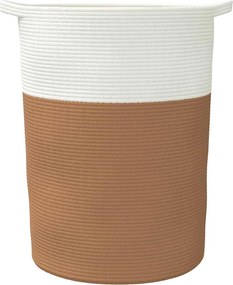 vidaXL Καλάθι Αποθήκευσης Καφέ και Λευκό Ø49x65 εκ. Βαμβακερό