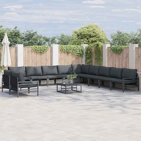vidaXL Σετ Καναπέ Κήπου 11 pcs Ανθρακί Ατσάλι
