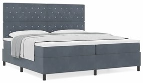 vidaXL Κρεβάτι με ελατήρια με στρώμα Σκούρο γκρι 200 x 200 cm Βελούδο