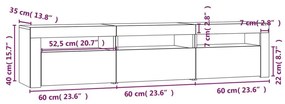 Έπιπλο Τηλεόρασης με LED Μαύρο 180x35x40 εκ. - Μαύρο