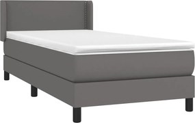vidaXL Κρεβάτι Boxspring με Στρώμα Γκρι 80 x 200 εκ. Συνθετικό Δέρμα