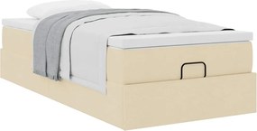 vidaXL Οθωμανικό κρεβάτι με στρώμα Cream 90x190cm ύφασμα