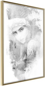 Αφίσα - Mysterious Look (Grey) - 30x45 - Χρυσό - Χωρίς πασπαρτού