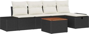 vidaXL Σετ Καναπέ Κήπου με μαξιλάρι 6 pcs Μαύρο Πολυ ράταν