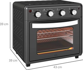 HOMCOM Φούρνος Μίνι, Φριτέζα Αέρος, 90-230° C, 7 Προγράμματα, Αξεσουάρ, Μαύρο