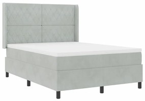 vidaXL Κρεβάτι με ελατήρια Ανοιχτό γκρι 140 x 200 cm Βελούδο