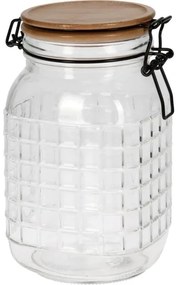 ArteLibre Δοχείο Με Καπάκι Μπαμπού 1650ml Γυάλινο 13.4x11.6x20cm Διάφανο 06350884
