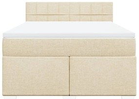 vidaXL Κρεβάτι Boxspring με Στρώμα Κρεμ 160x200 εκ. Υφασμάτινο