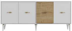 Μπουφές Verry 475OLV2385 180x35x82,6cm White-Oak Μοριοσανίδα, Μελαμίνη