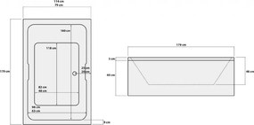 Hermes - Ακρυλική Μπανιέρα 180x115 εκ