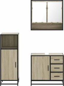 vidaXL Σετ Επίπλων Μπάνιου 3 Τεμαχίων Sonoma Δρυς Επεξεργασμένο Ξύλο