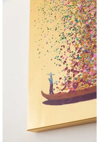 Πίνακας Βάρκα Λουλούδια Χρυσός/Ροζ 80x3.5x100εκ - Μπλε