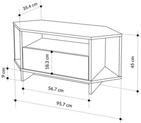 Έπιπλο τηλεόρασης γωνιακό Viva Megapap χρώμα sapphire oak 95,7x35,4x45εκ.