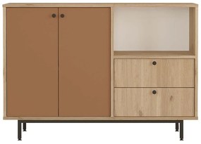Ντουλάπι 956LCS3573 120x35,5x85cm Oak-Tile Red Μοριοσανίδα, Μέταλλο