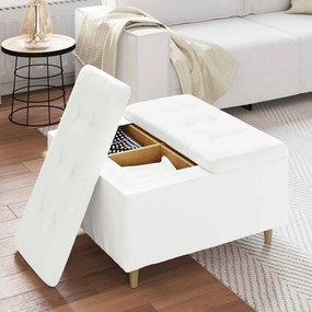vidaXL Οθωμανικό αποθήκευσης Λευκός 80 x 80 x 45 cm Τεχνητό δέρμα