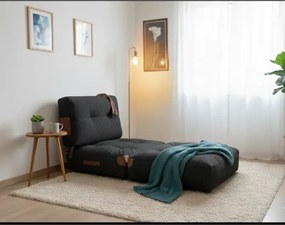 Stewehome Μποέμ μοντέρνος μονός καναπές με πτυσσόμενο στρώμα και μονάδα δαπέδου 80x80x80 cm