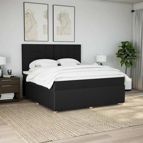 Κρεβάτι Boxspring με Στρώμα Μαύρο 180x200 εκ. Υφασμάτινο - Μαύρο