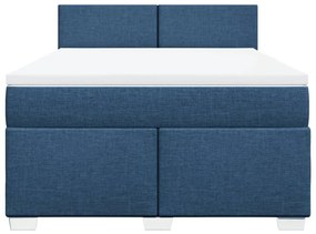 Κρεβάτι Boxspring με Στρώμα Μπλε 140x190 εκ. Υφασμάτινο - Μπλε