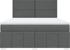 vidaXL Κρεβάτι Boxspring με Στρώμα Σκούρο Γκρι 180x200 εκ Υφασμάτιν
