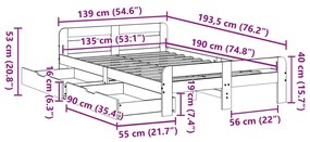 Σκελετός Κρεβατιού Χωρίς Στρώμα 135x190 εκ Μασίφ Ξύλο Πεύκου - Καφέ