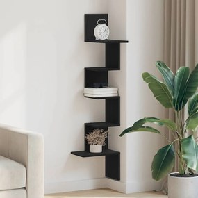 vidaXL Γωνιακό ράφι τοίχου  Μαύρο 32x32x127,5 cm Κατασκευασμένο ξύλο