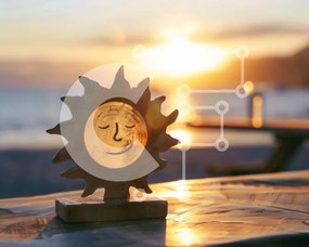 Intra Συλλεκτικό Ξύλινο Παζλ Plywood  4mm - Διακόσμηση ειδωλίων σε σχήμα ήλιου κοντά στην παραλία Σε Ξύλινο Κουτί - Διαστάσεις: 10x10 cm – 25 κομμάτια