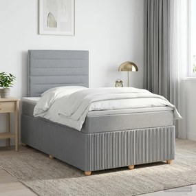 vidaXL Κρεβάτι box spring με στρώμα Ανοιχτό γκρι 120 x 200 cm Ύφασμα