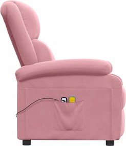 vidaXL Πολυθρόνα Μασάζ Ηλεκτρική Ροζ Βελούδινη