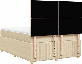 vidaXL Κρεβάτι Boxspring με Στρώμα Κρεμ 140x200 εκ. Υφασμάτινο