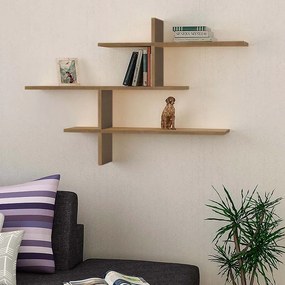 Ραφιέρα τοίχου Leo Megapap χρώμα ανοιχτό καρυδί 123x22x80εκ.-GP037-0025,5